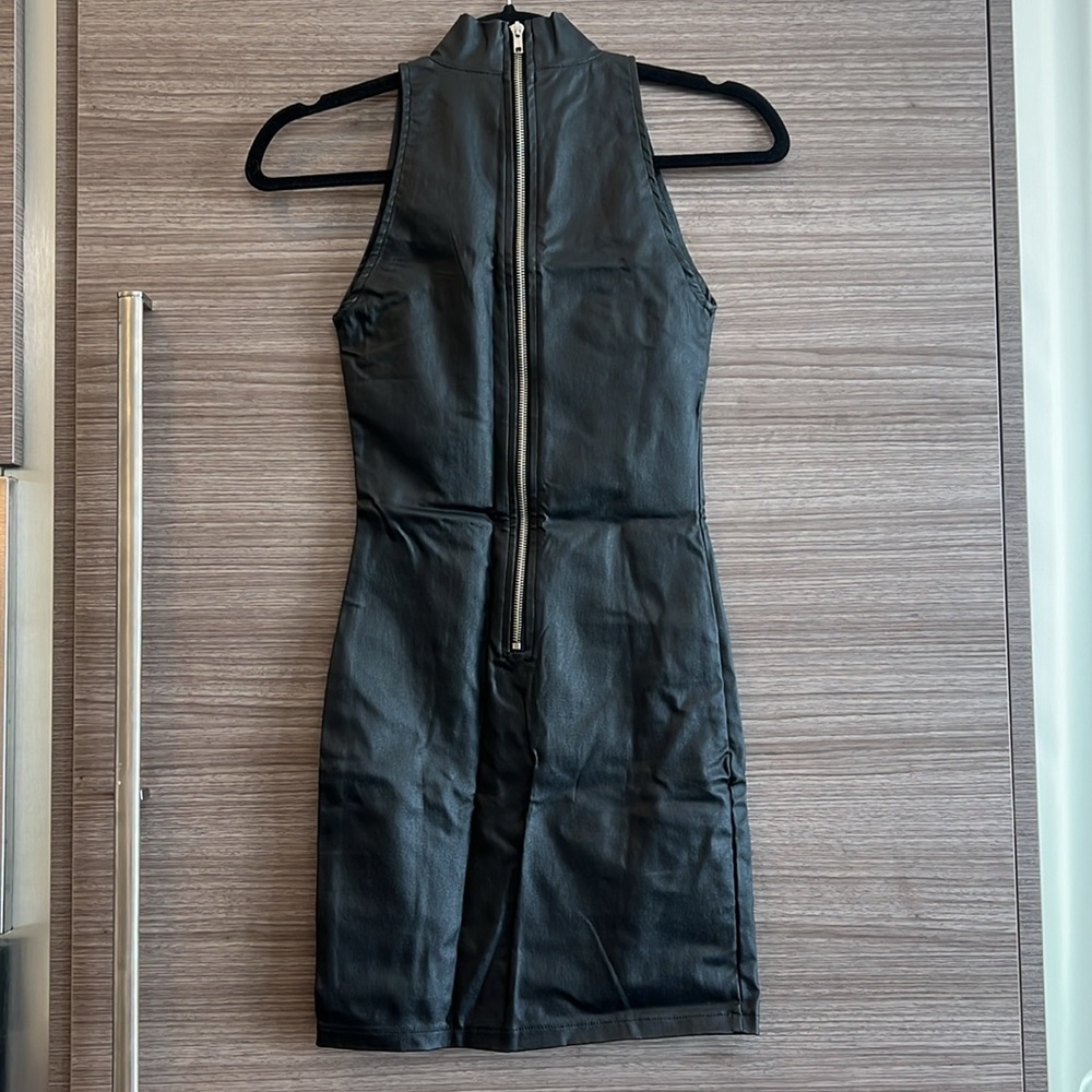 Olivaceous faux leather dress - NWT - Picture 2 of 5
